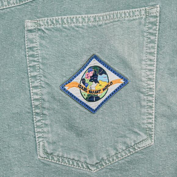 Isabel Marant $335 Esquia High-Waisted Denim Shorts in Washed Green 44 34w - Picture 4 of 11